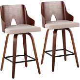 Ariana 26" Counter Stool in Walnut & Beige Fabric (Set of 2)
